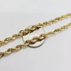 Real 10K Solid Yellow Gold 2mm-5mm Diamond Cut Rope Chain Necklace 16" - 30"