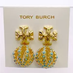 Tory Burch Roxanne small drop crystal stones earrings in gold