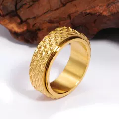 Gothic Snake Dragon Scale Spinning Band Stainless Steel Men Women Fashion Ring