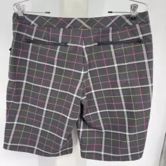 NVO Golf Ladies Shorts Size 8 Grey White Plaid