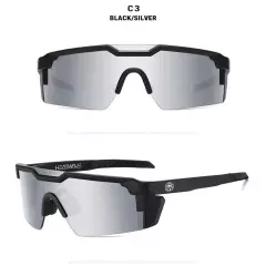 US Large Shield Rimless Sunglasses Z87 Matte Black Frame Silver Mirror Lens NEW