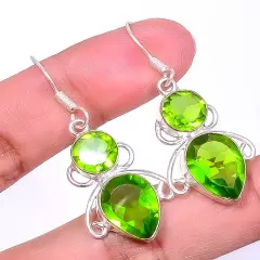 Peridot Gemstone 925 Sterling Silver Earring Jewelry 1.76" M1467