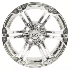 Set of 4 Golf Cart GTW 12" Specter Chrome Wheels on Fusion Street Tires