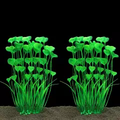 16" Green Plastic Aquarium Plants - 2 Pcs, Large, Safe Decoration for All Fish