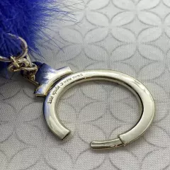 Kate Spade Peacock Keychain Bag Charm Blue Faux Fur Pouf Puff Ball