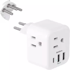 Switzerland Travel Plug Adapter, Swiss Outlet Adapter with 3 Outlets 3 USB Charg