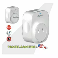 Travel Adapter 2 USB Outlets Power Socket to Plug Australia To Japan USA Canada