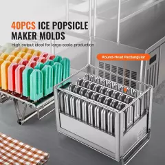 VEVOR Commercial Popsicle Molds 40PCS Round-Head Ice Pop Molds with Double Slot