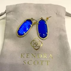 Kendra Scott Colbalt Blue Gold Elle Drop Earrings