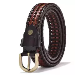 Men’s Women's belt Braided Basketweave Genuine Leather Casual Dress Jeans Belts