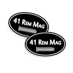 41 REM MAG Ammo Can DECALS STICKERS Ammunition Gun Case LABELS 5"x3" OVAL 2 pack