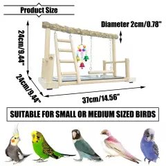 Bird Playground Parrot Playstand Birds Play Stand Wood Exercise Perch Gym Sta...