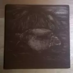 Carp artwork of Yateley's Bazil. A wooden etching measuring 7 in x 5in