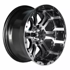 Set of (4) GTW Omega 12 inch Machined / Black Golf Cart Wheels With 3:4 Offset