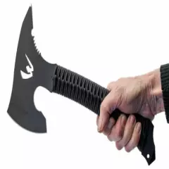 WildSteer Tomahawk 6.5" X46Cr13 Steel Axe Head Black Paracord Wrapped Handle