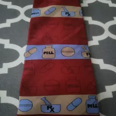 Vicky Davis Maroon 'Filler Up' Pharmacy RX Themed Tie, 100% silk - EUC