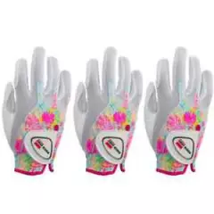 NEW BIRDIE TOWN TROPICAL LADIES Set of 3 RIGHT GOLF GLOVES One Size Fit All