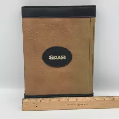 VTG SAAB Brown Black Faux Leather 8 X 11 Folding Glovebox Document Holder 1980s