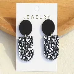 Boutique Style Clay Black And White Dalmatian Earrings