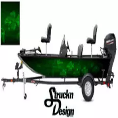 Graphic Abstract Fishing Bass Boat Wrap Green Decal Vinyl Pontoon Fish Skeletons