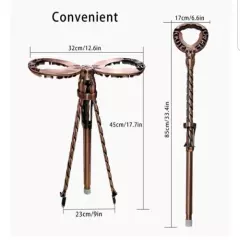 PORTABLE ROSE GOLD METAL MULTIPURPOSE CANE STOOL WITH CARRYING CASE