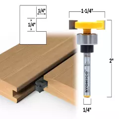 1/4" x 1/4" Top Bearing Slot Cutter Router Bit - 1/4" Shank - Yonico 14911q