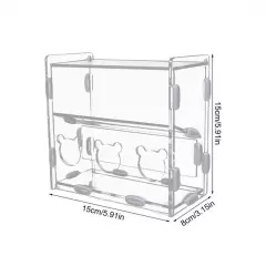 Parrot Feeder Box Acrylic Feeding Container No-Mess Multihole Food Box3861