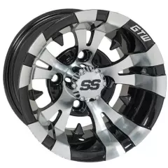 (1) Golf Cart GTW Vampire 12 inch Machined and Black Wheel With 3:4 Offset