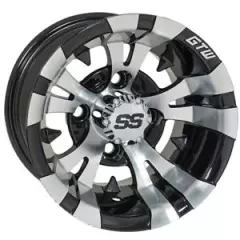 Set of 4 Golf Cart GTW Vampire 10 inch Machined and Black Wheel With 3:4 Offset