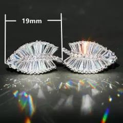 Gorgeous 925 Silver Stud Earring Cubic Zircon Jewelry Women A Pair