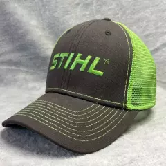 STIHL Chainsaws Cap Green Gray Embroidered Outdoor Apparel Trucker Hat Snapback