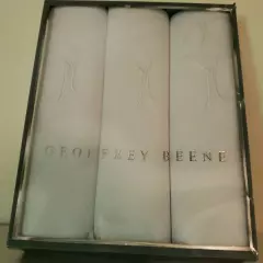 Vintage GEOFFREY BEENE 3 Pack Cotton Monogramed "M" Handkerchiefs White NIB