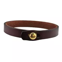 Mens Genuine Leather Bracelet - Handmade Adjustable Leather Cuff A-Brown