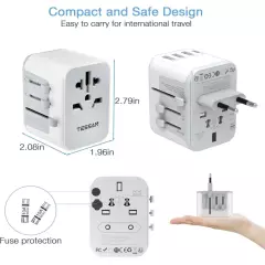 Universal Travel Adapter, International Plug Adapter, 4 puertos USB (1 USB C)