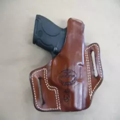  S&W Shield .45 OWB Leather 2 Slot Molded Pancake Belt Holster CCW TAN LEFT HAND