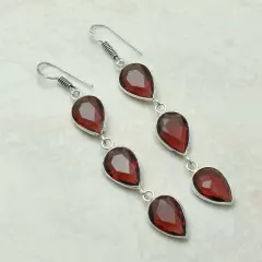 Garnet Handmade Drop Dangle Earrings Jewelry Gift For Her 2.8" AE-58111