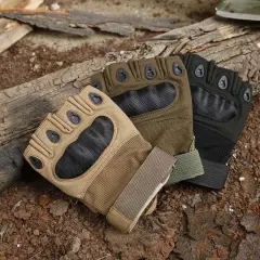  Tactical Half Finger Gloves Combat Hand Protective Gear Handwear DE