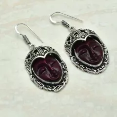 Carved Goddess Face Handmade Drop Dangle Earrings Jewelry 4.8 AE-54607