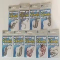 (54) Gamakatsu Octopus 2/0 Lot of 9 Packs of 6 Fishing Hooks 02412 02312