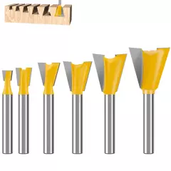 6Pcs Dovetail Router Bit Set Carbide 1/4inch Shank Woodworking Milling hagCw