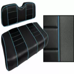 Golf Cart Custom Seat Covers Carbon Fiber Black and Light Blue EZGO TXT 2014+