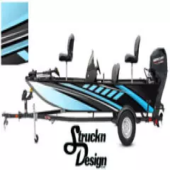 Boat Wrap Kit Cyan Blue Abstract Graphic Modern Fishing Bass Fish Vinyl Decal 