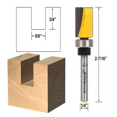 3 Bit 5/8" Diameter Flush Trim Router Bit Set - 1/4" Shank - Yonico 14324q