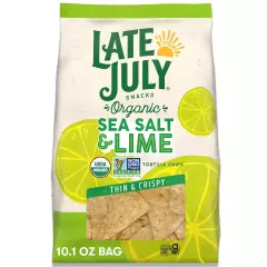 Snacks Thin and Crispy Organic Tortilla Chips with Sea Salt and Lime, 10.1 Oz Ba