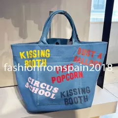 ZARA NEW UNISEX FABRIC TOTE BAG X HARRY LAMBERT BLUE 3398/420