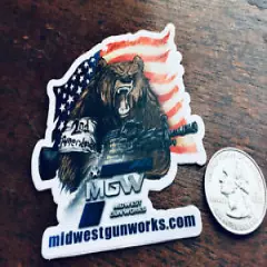 Midwest Gunworks (MGW) Co. Logo *** STICKER *** Bear, 2nd Ammendment, 2A