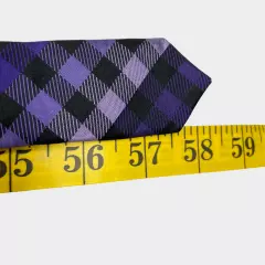 Croft & Barrow Purple Tartan Plaid Silk Necktie Tie Men's 3.8" x 58"