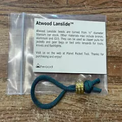 Atwood Lanslide Lanyard Bead Brass Green Para Cord * New In The Bag with Card *