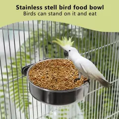 2 Pcs Small Bird Feeding Dish Cups,Parrot Food Bowl Cage with Clamp Holder St...