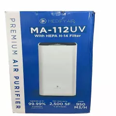 Medify MA-112-UV Air Purifier True HEPA H14 Filter + UV Light, White, NEW